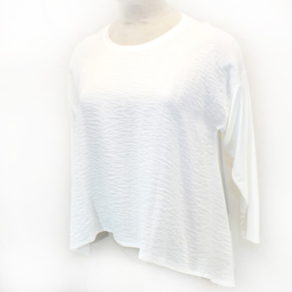 Blanque White Asymmetric Hem Casual Blouse Long Sleeve Top Small